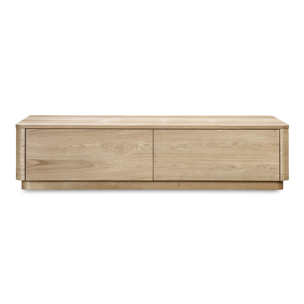 Round Off Coffee Table Natural Oak, by Moe's Home, 55" width x 13" height x 30" depth View 1