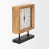 Renaya Light Brown Wood with Matte Black Metal Base Table Clock, by Mercana, 8.07" length x 2.76" width x 11.02" height thumbnail 7