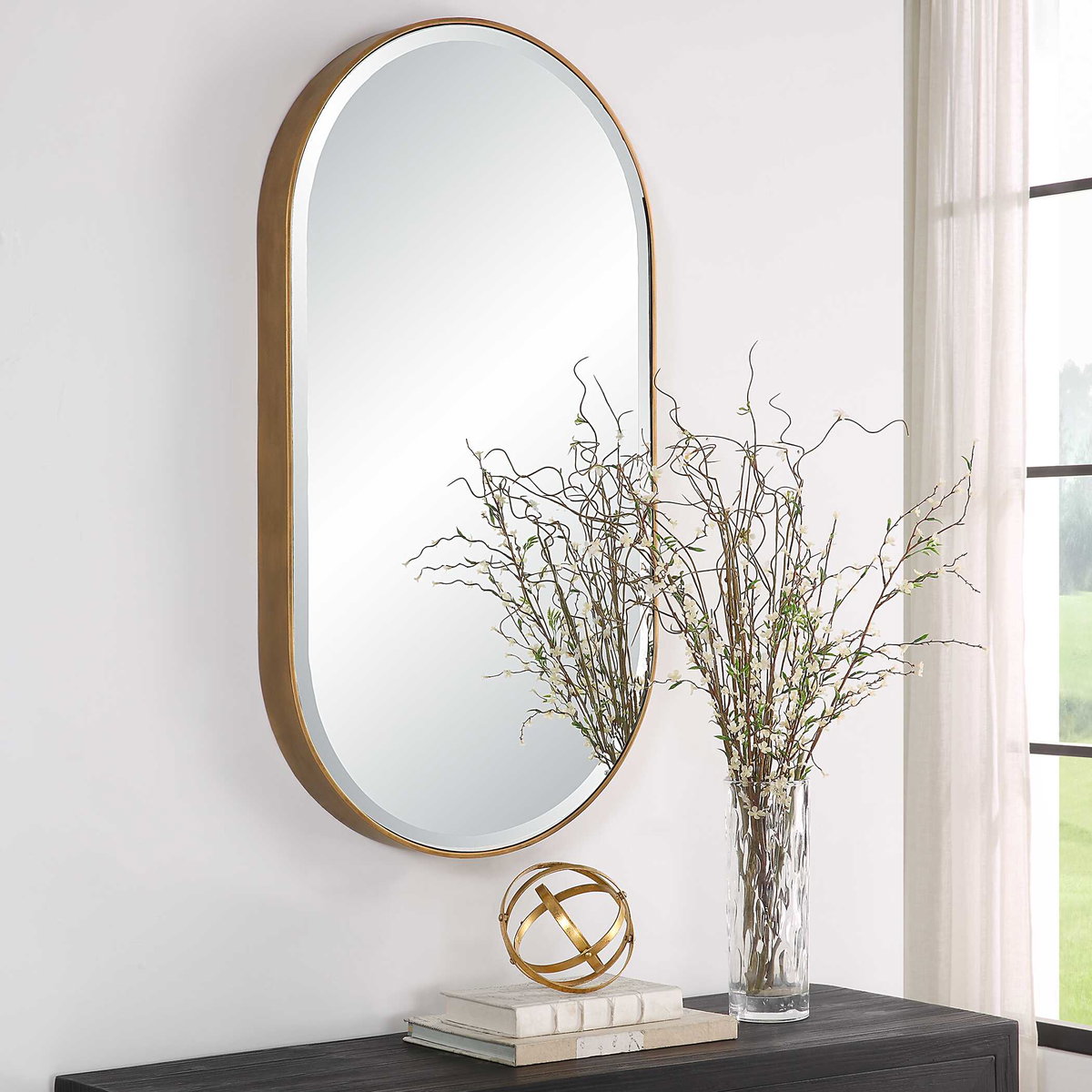 Lago Oval Gold Mirror, by Uttermost, 21.25" width x 40" height x 3" depth View 4