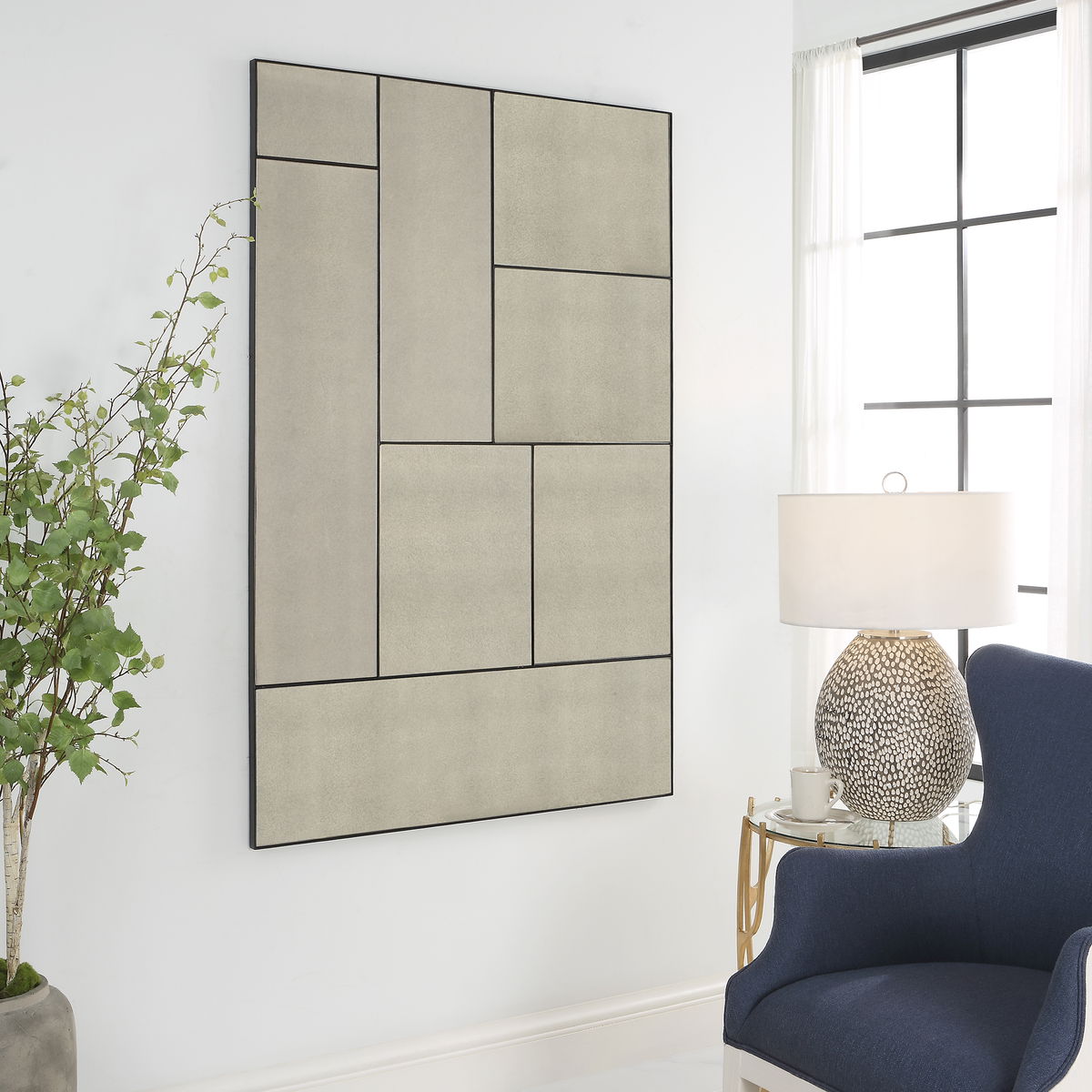 Puzzle Piece Oversized Mirror, by Uttermost, 40" width x 60" height x 1" depth View 2