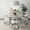 Hollyfield Curved Back Dining Arm Chair | Cream Fabric with Gold Iron, Dining Chair by Mercana, 20.47" length x 21.26" width x 29.53" height thumbnail 2