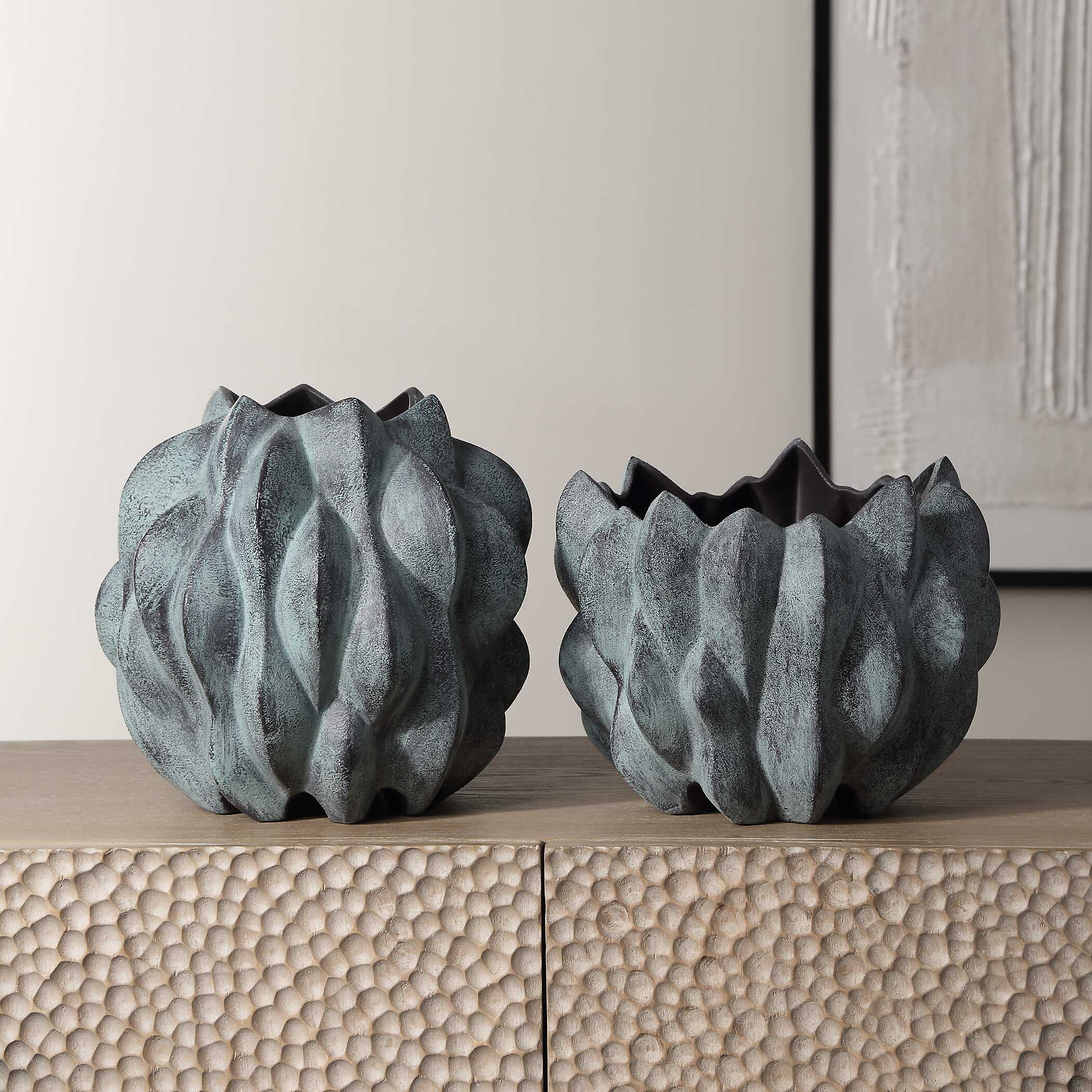 Verdant Bronze Vases Set/2, Decorative by Uttermost, 10" width x 9.5" height x 10" depth View 4