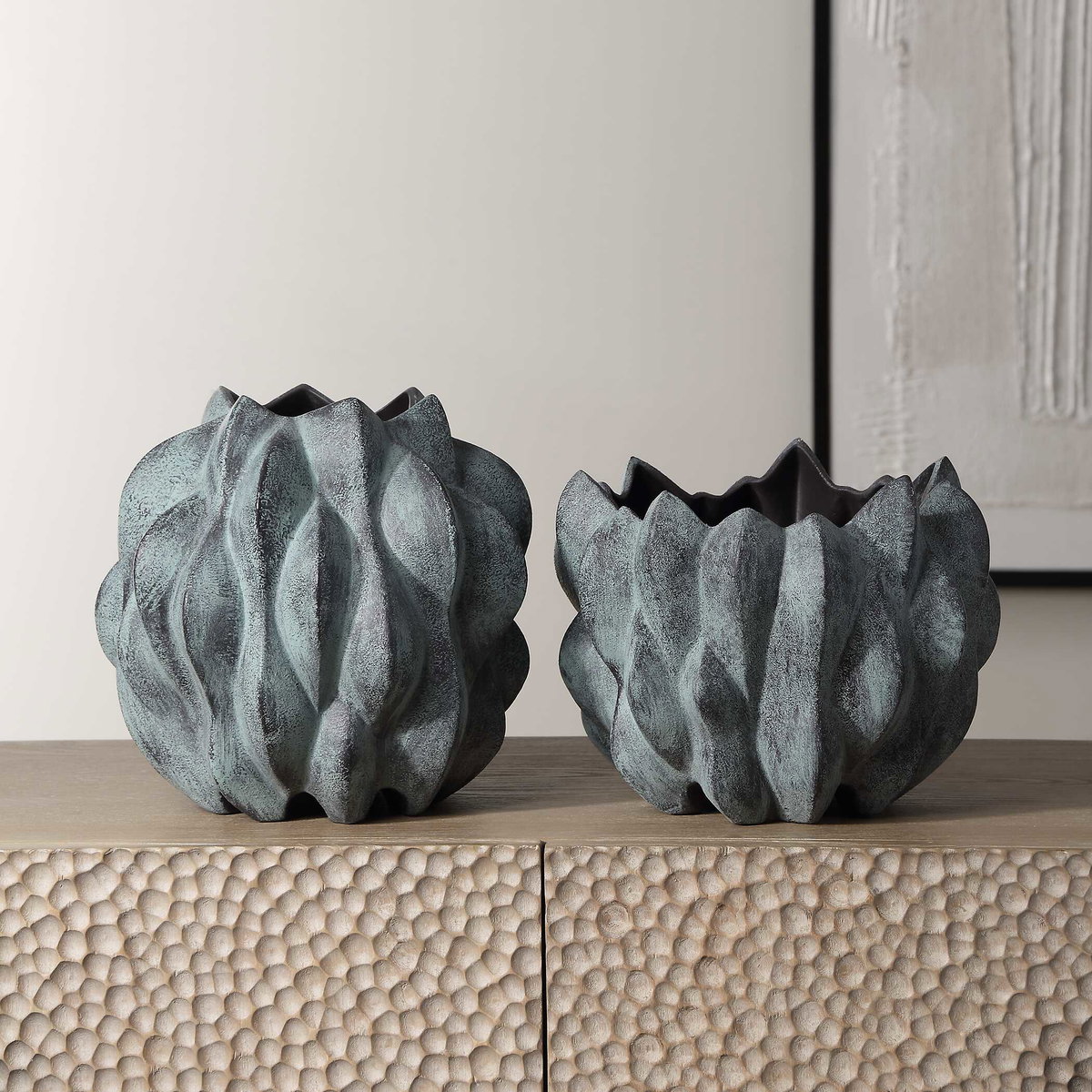 Verdant Bronze Vases Set/2, by Uttermost, 10" width x 9.5" height x 10" depth View 4