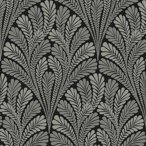 Shell Damask Black Wallpaper