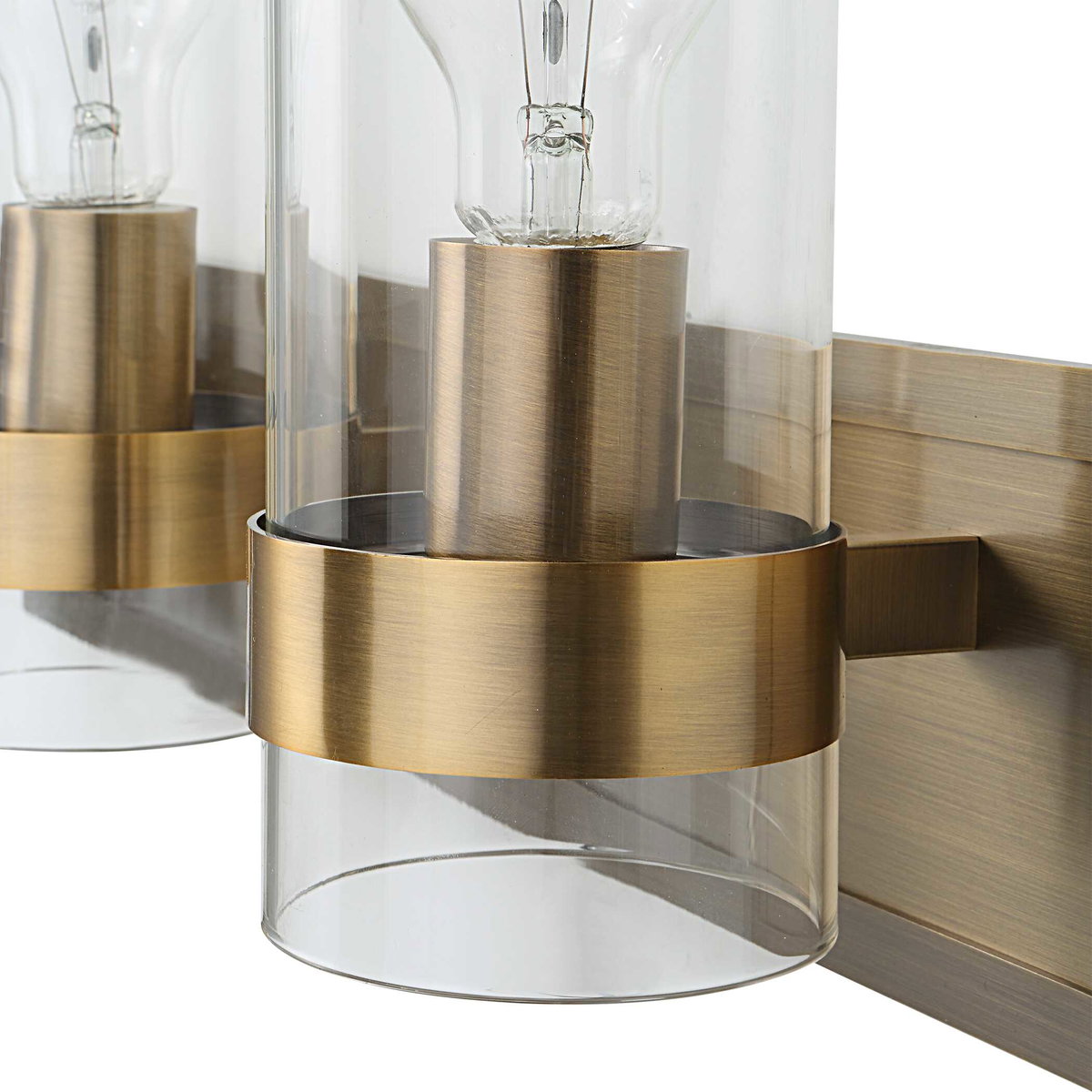 Cardiff Antique Brass 3 Light Vanity, Sconce by Uttermost, 23" width x 10.12" height x 5.75" depth View 8