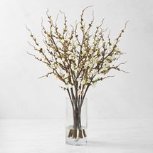 Online Designer Patio Faux Peach Blossom Arrangement in Glass Vase