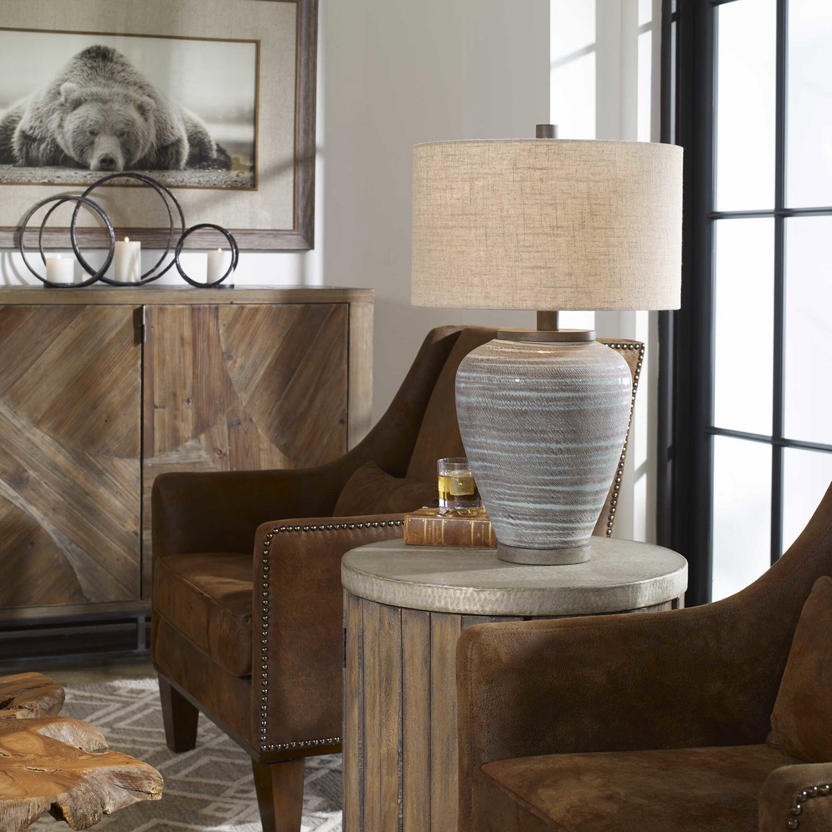 Pelia Light Aqua Table Lamp, by Uttermost, 1'5" width x 2'3.5" height x 1'5" depth View 2