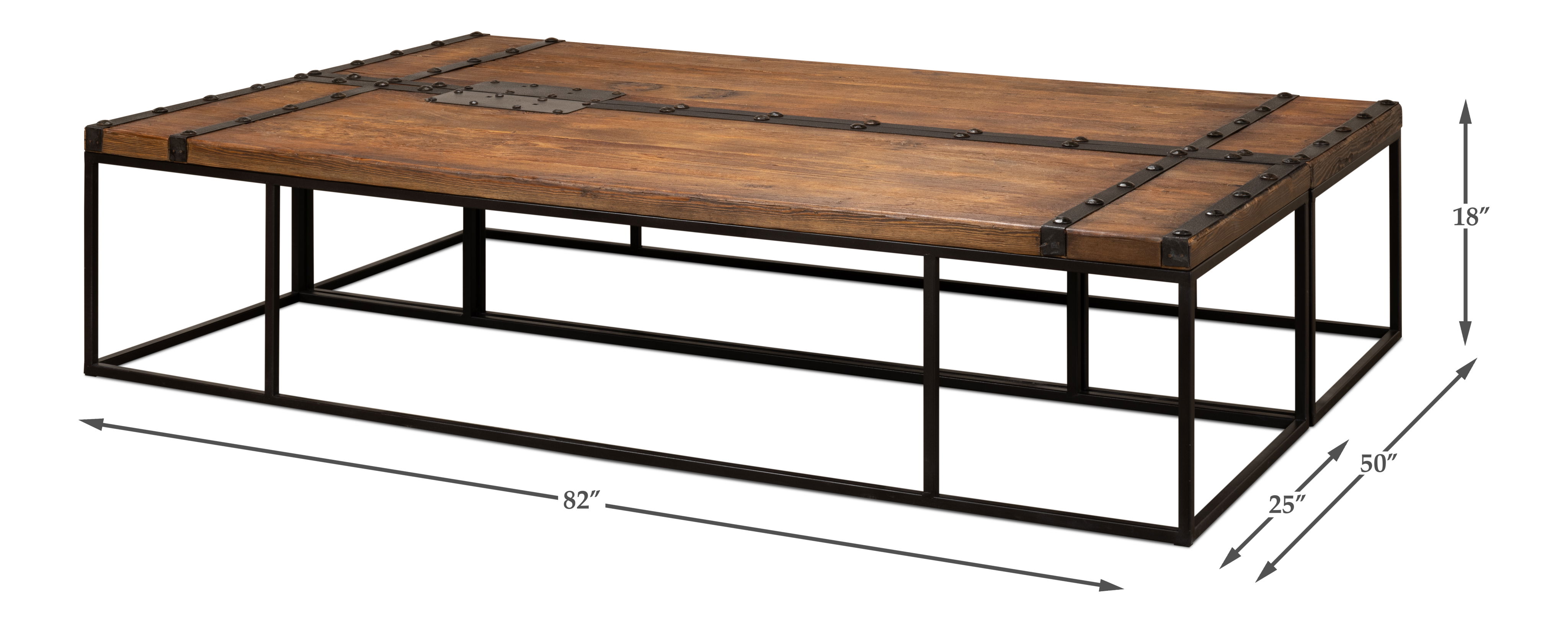 Antique Doors Coffee Table, by Sarreid, 82" length x 50" width View 17