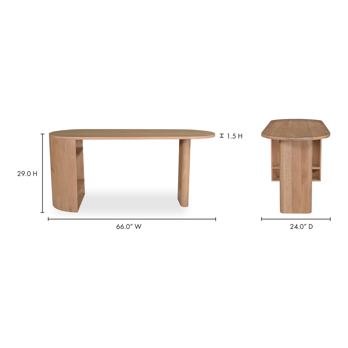 Theo Desk Natural, by Moe's Home, 66" width x 29" height x 24" depth View 8