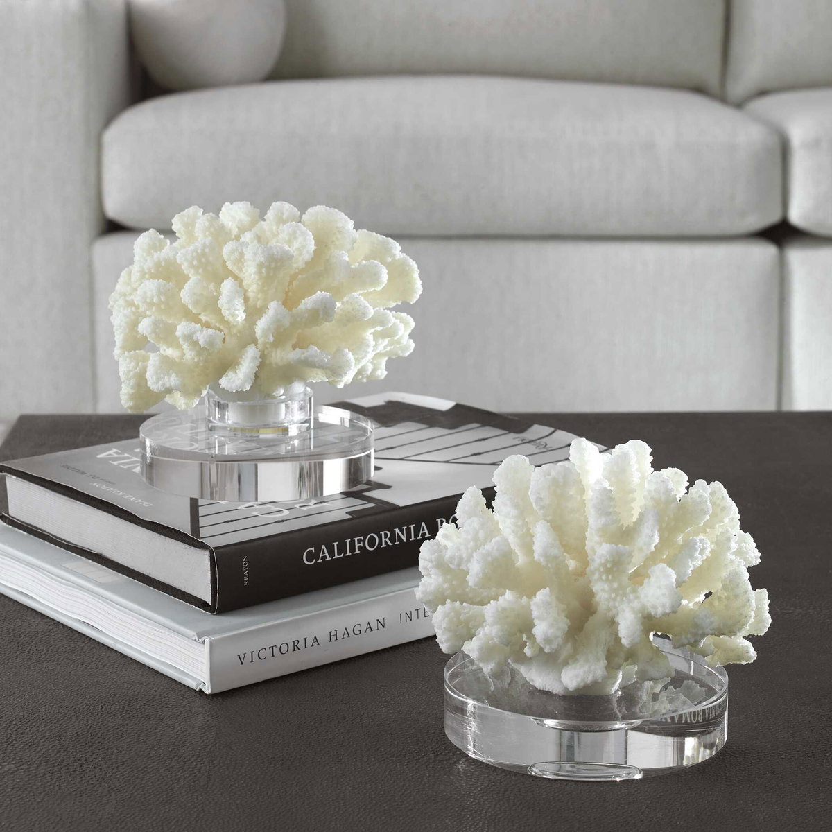 Hard Coral Sculptures Set/2, Figurines & Statue by Uttermost, 7" width x 5.5" height x 7" depth View 2