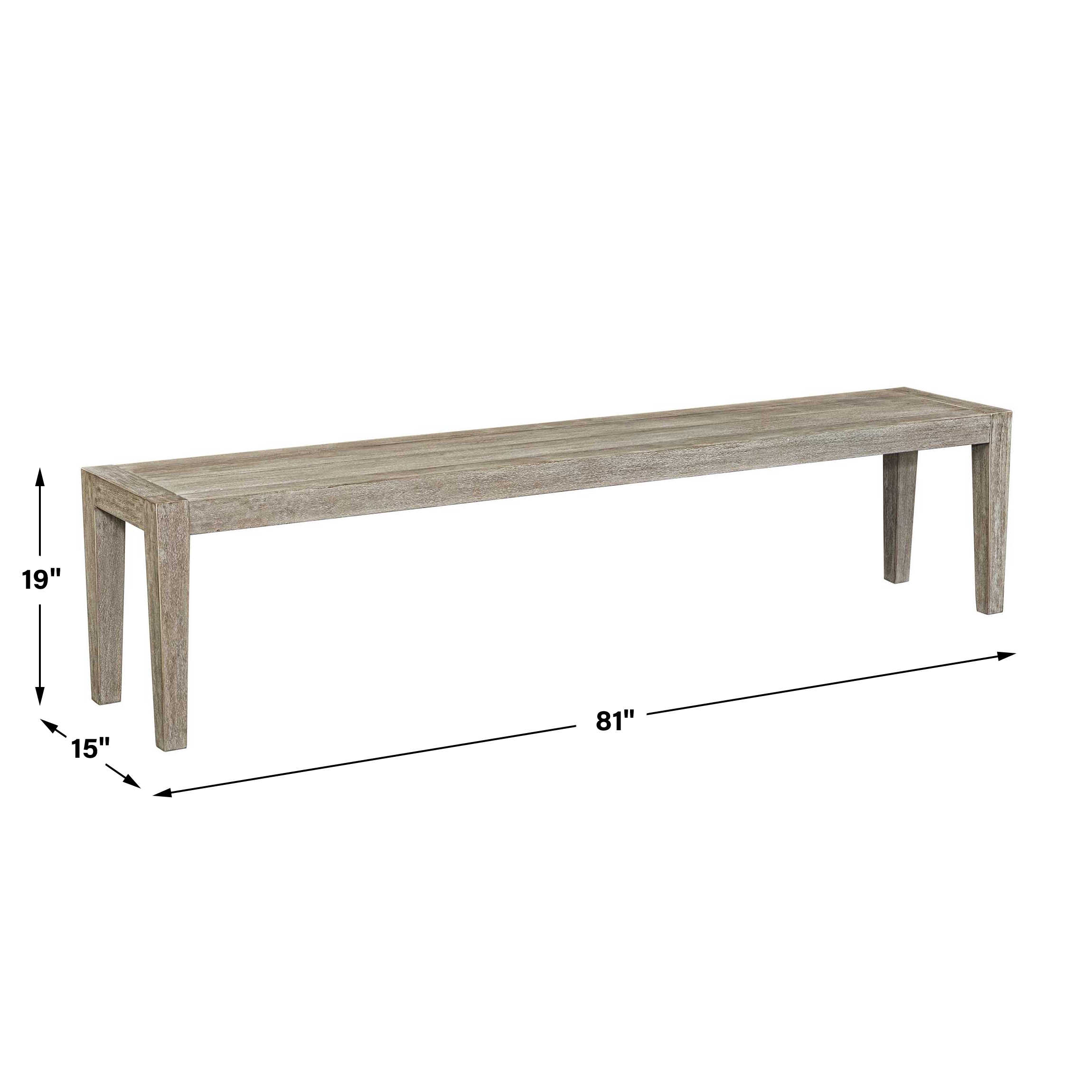 Kirkham Wooden Outdoor Bench, Furniture by Uttermost, 81" width x 19" height x 15" depth View 3