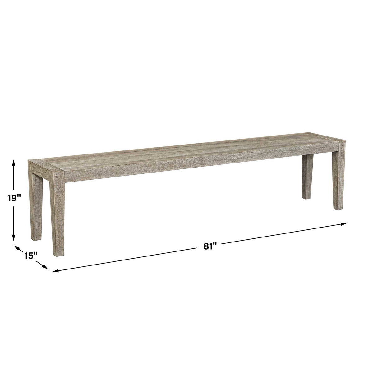 Kirkham Wooden Outdoor Bench, Outdoor Benche by Uttermost, 6'9" width x 1'7" height x 1'3" depth View 3
