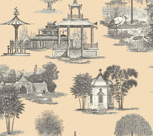 Mandarin Beige & Black Wallpaper