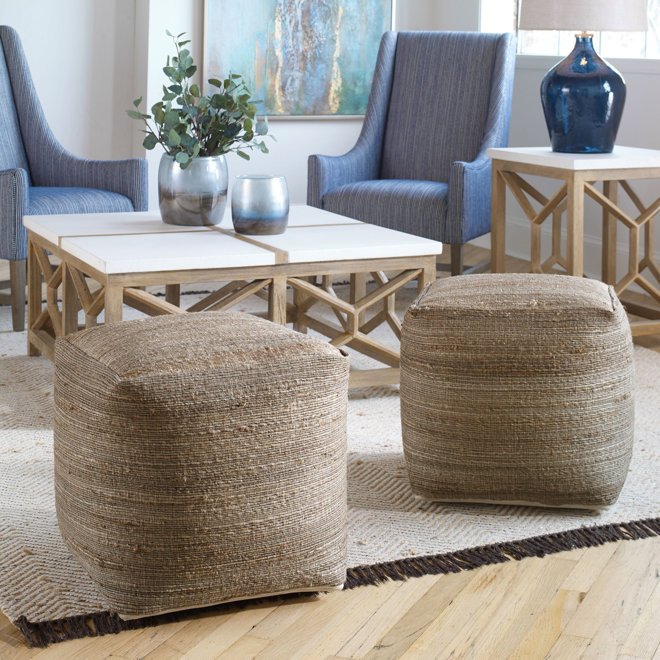 Shiro Beige Pouf large image 