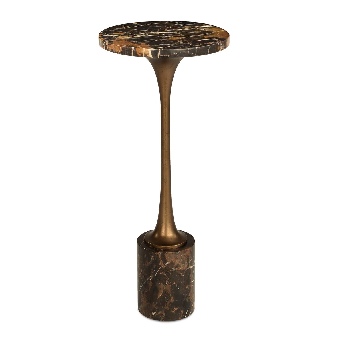 Karnes Dark Marble Drink Table, Furniture by Uttermost, 10" width x 23" height x 10" depth View 1