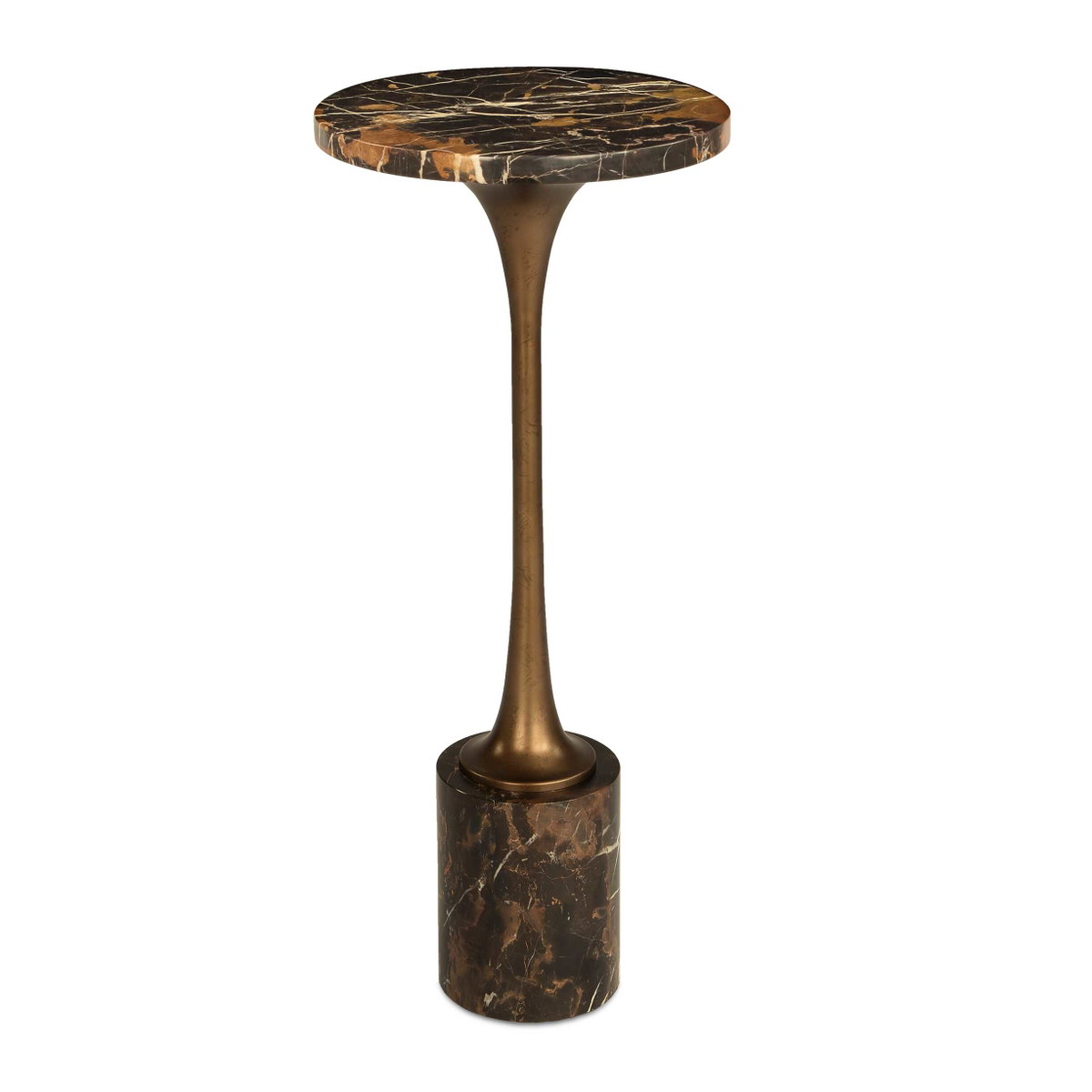 Karnes Dark Marble Drink Table, Side & End Table by Uttermost, 10" width x 23" height x 10" depth View 1