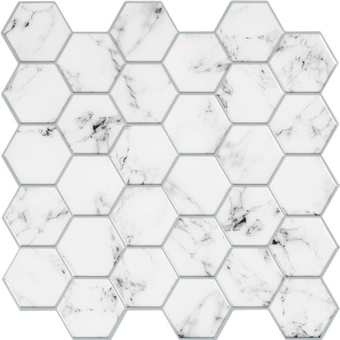 Carrara Marble Hexagon Peel & Stick Backsplash