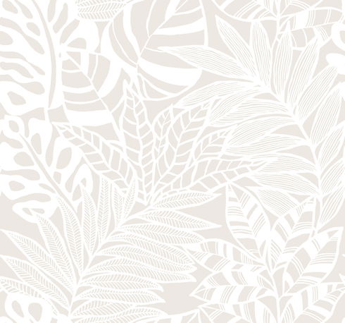 Jungle Leaves White Wallpaper