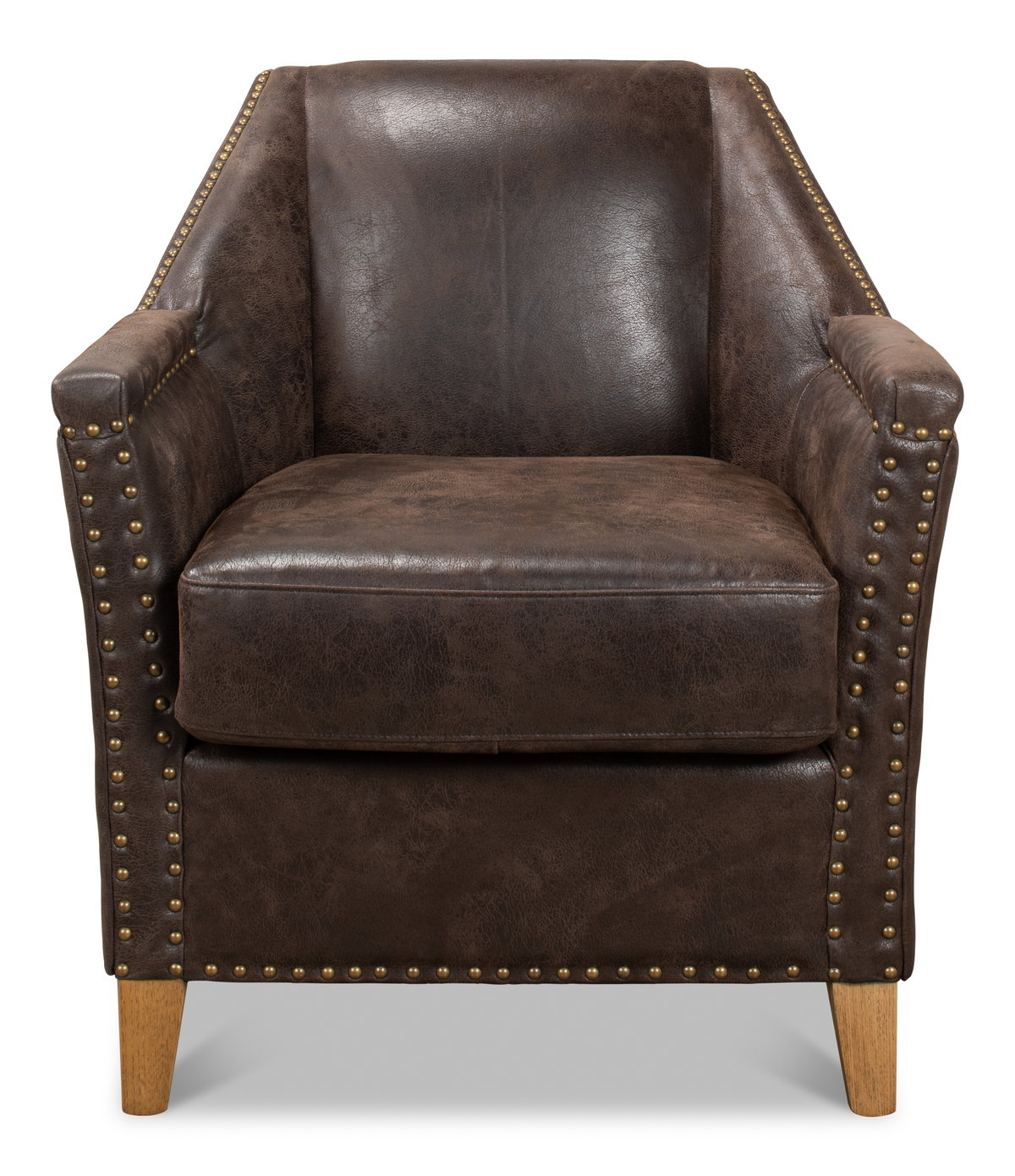 Granville Leather Chair, by Sarreid, 2'4" length x 2'4" width x 2'8" height View 2