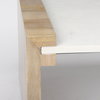 Athens   Light Brown Wood and White Marble Coffee Table, by Mercana, 48" length x 28" width x 16" height thumbnail 8