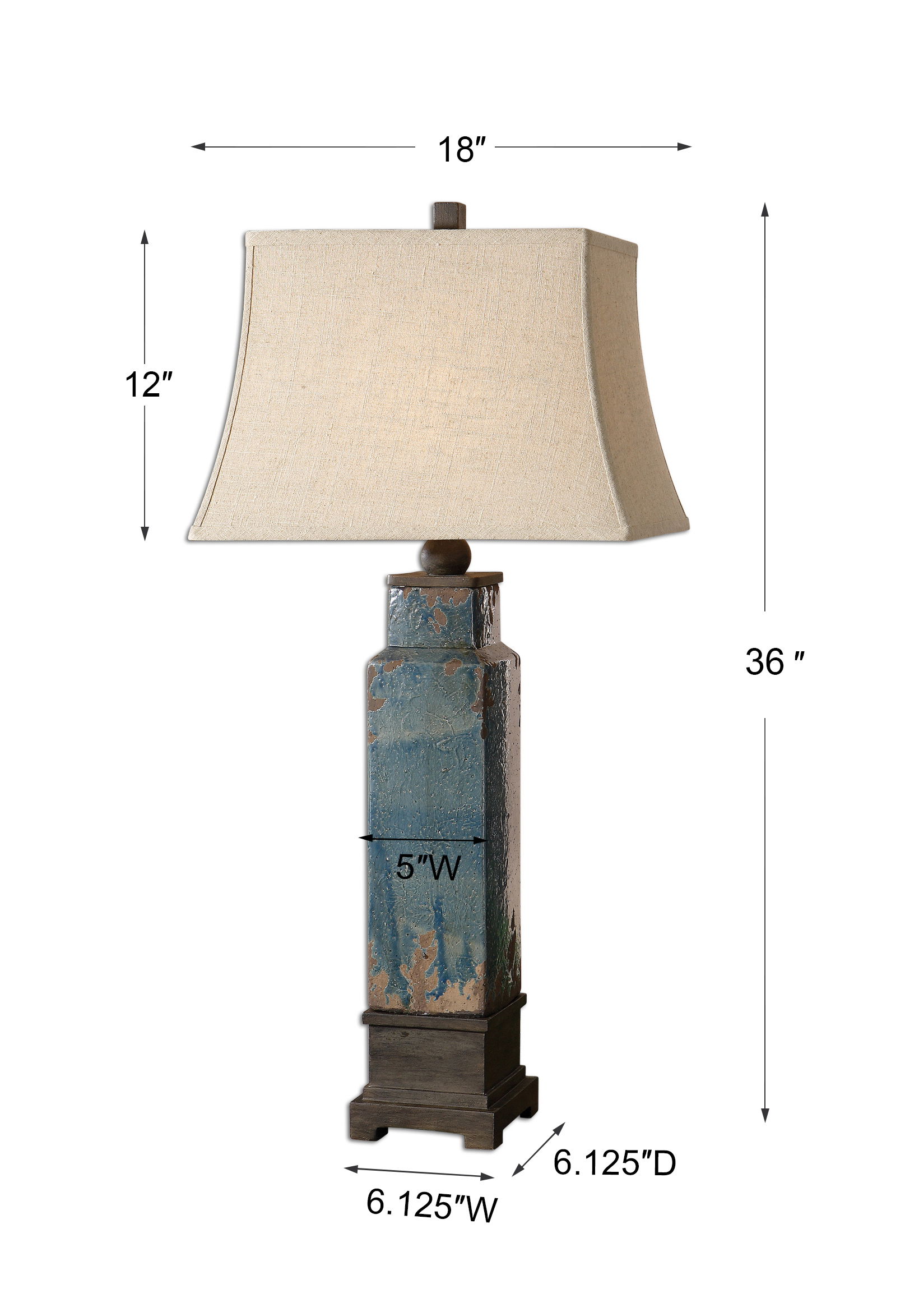 Soprana Blue Table Lamp, by Uttermost, 18" width x 36" height x 12" depth View 3