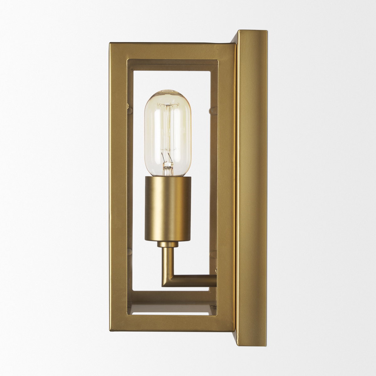 Cairn Brushed Gold Metal with Glass 1-Light Wall Sconce, by Mercana, 7.87" length x 5.12" width x 10.63" height View 4