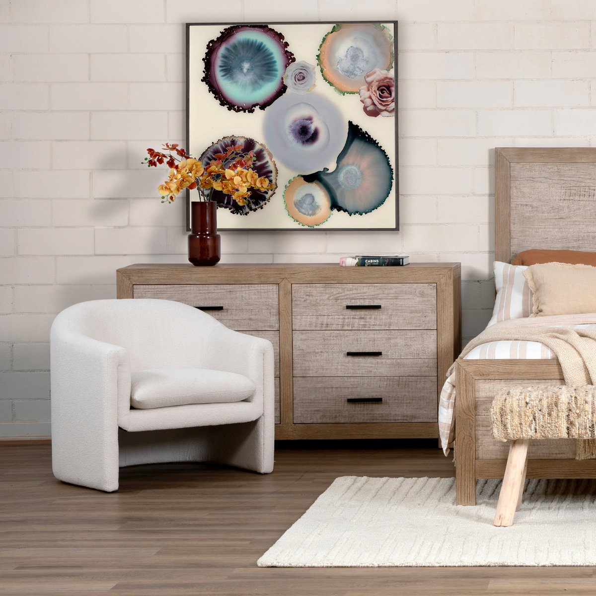 Alda Occasional Chair Cream, Accent Chair by Dovetail, 33" width x 31.1" height x 30.95" depth View 7