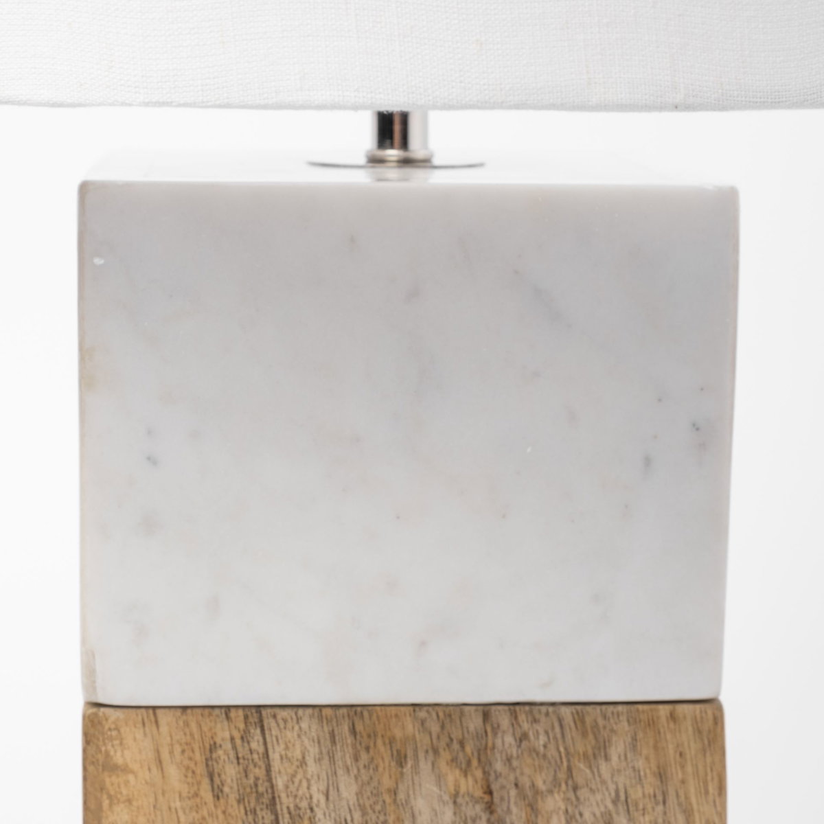 Woodrow (22.3'H) Light Brown Wood with White Accent Table Lamp, by Mercana, 13" length x 13" width x 22.25" height View 5