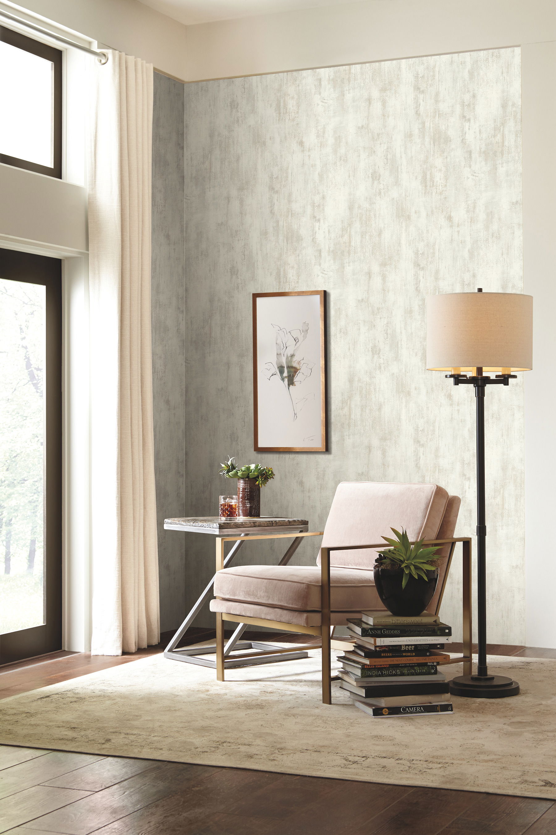 Concrete Patina White & Neutral Wallpaper large image 