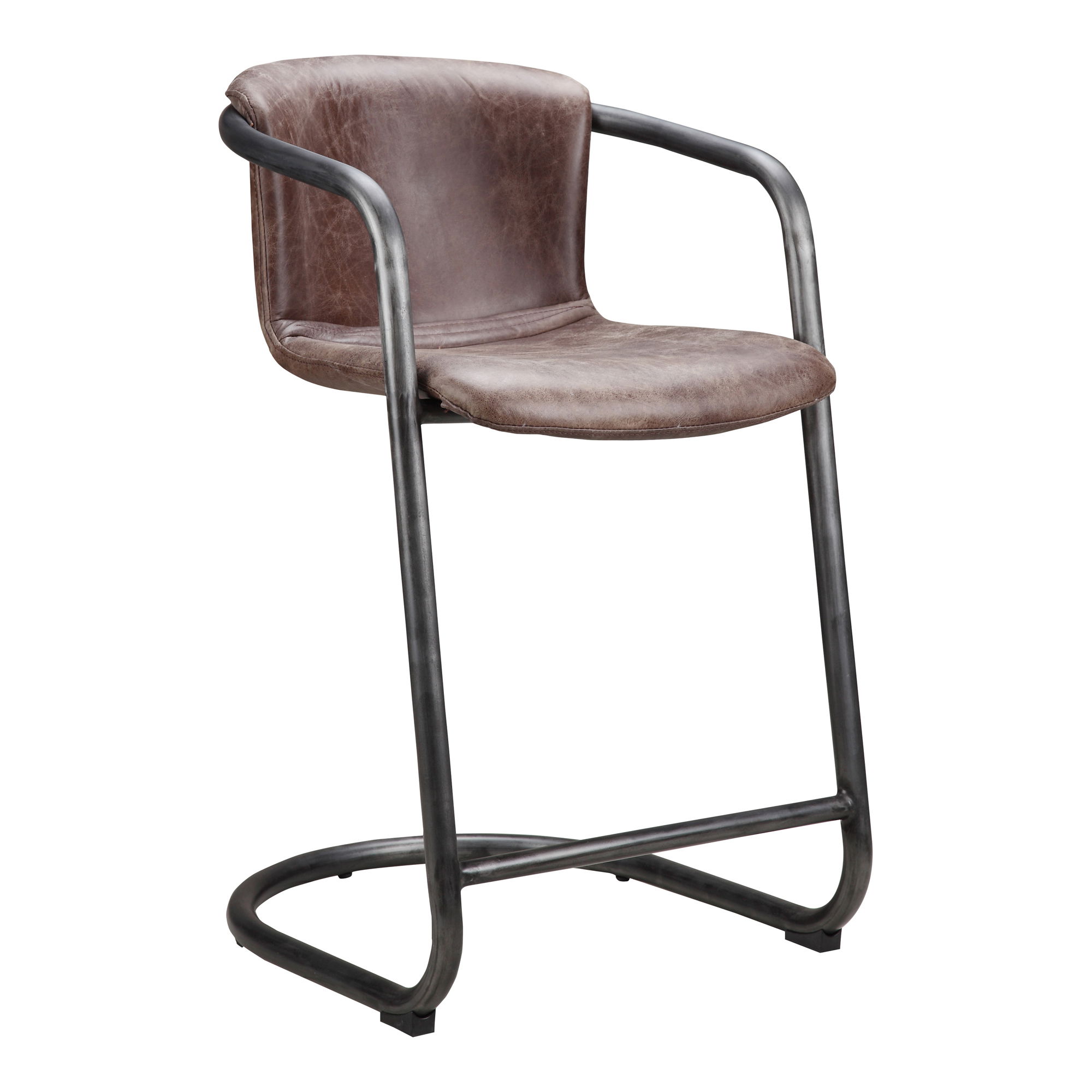 Freeman Counter Stool Grazed Brown Leather - Set Of Two large image 