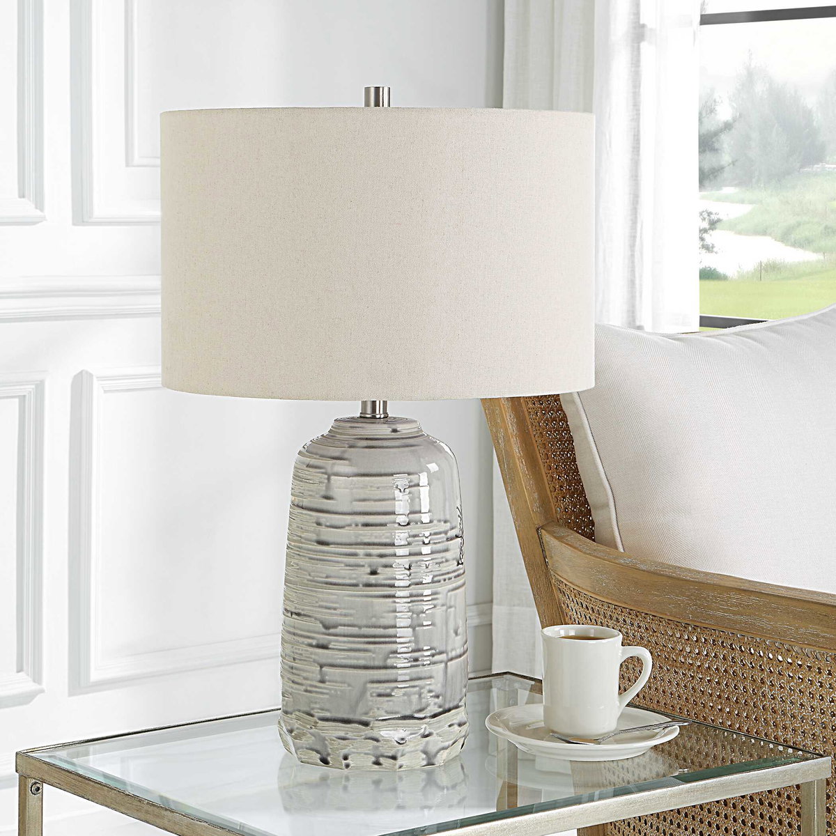 Cyclone Ivory Table Lamp, by Uttermost, 1'4" width x 2'0.75" height x 1'4" depth View 4