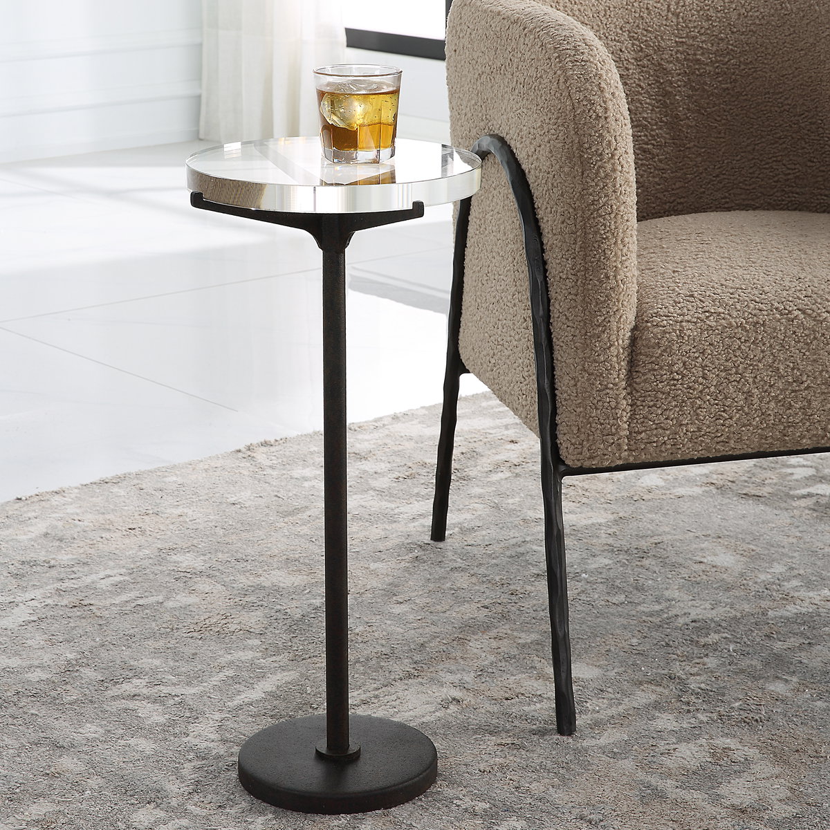 Forge Industrial Accent Table, Side & End Table by Uttermost, 12" width x 24.75" height x 12" depth View 2