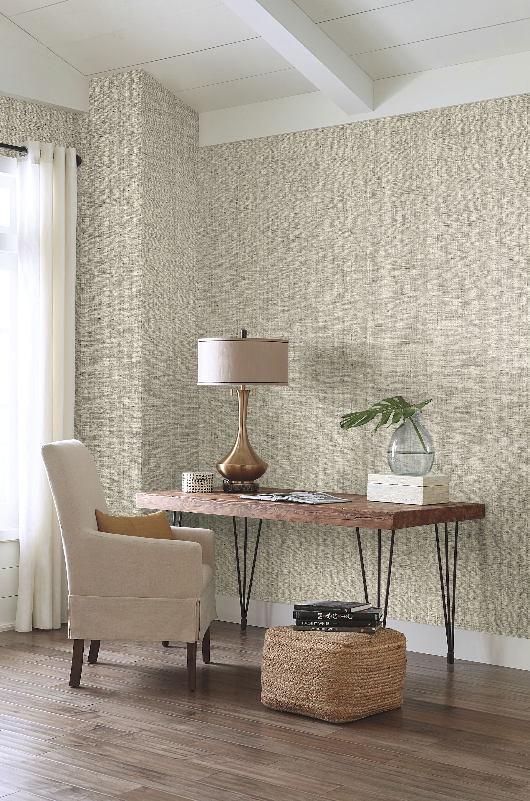 Papyrus Weave Neutral Peel & Stick Wallpaper, by York Wall, 20' length x 2'3" width x 0.02" depth View 2