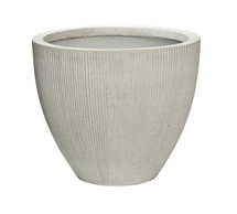 Online Designer Dining Room Ridged Handcrafted Ficonstone Short Taper Cylinder Indoor/Outdoor Planter, 14" - Lgt. Gray