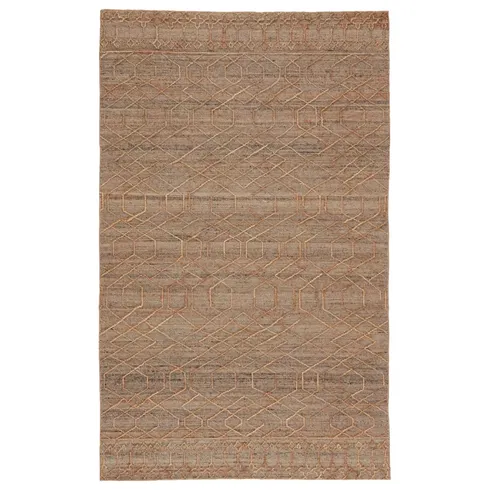 Cecille Geometric Handwoven Wool Beige/Gargoyle/Oatmeal Area Rug