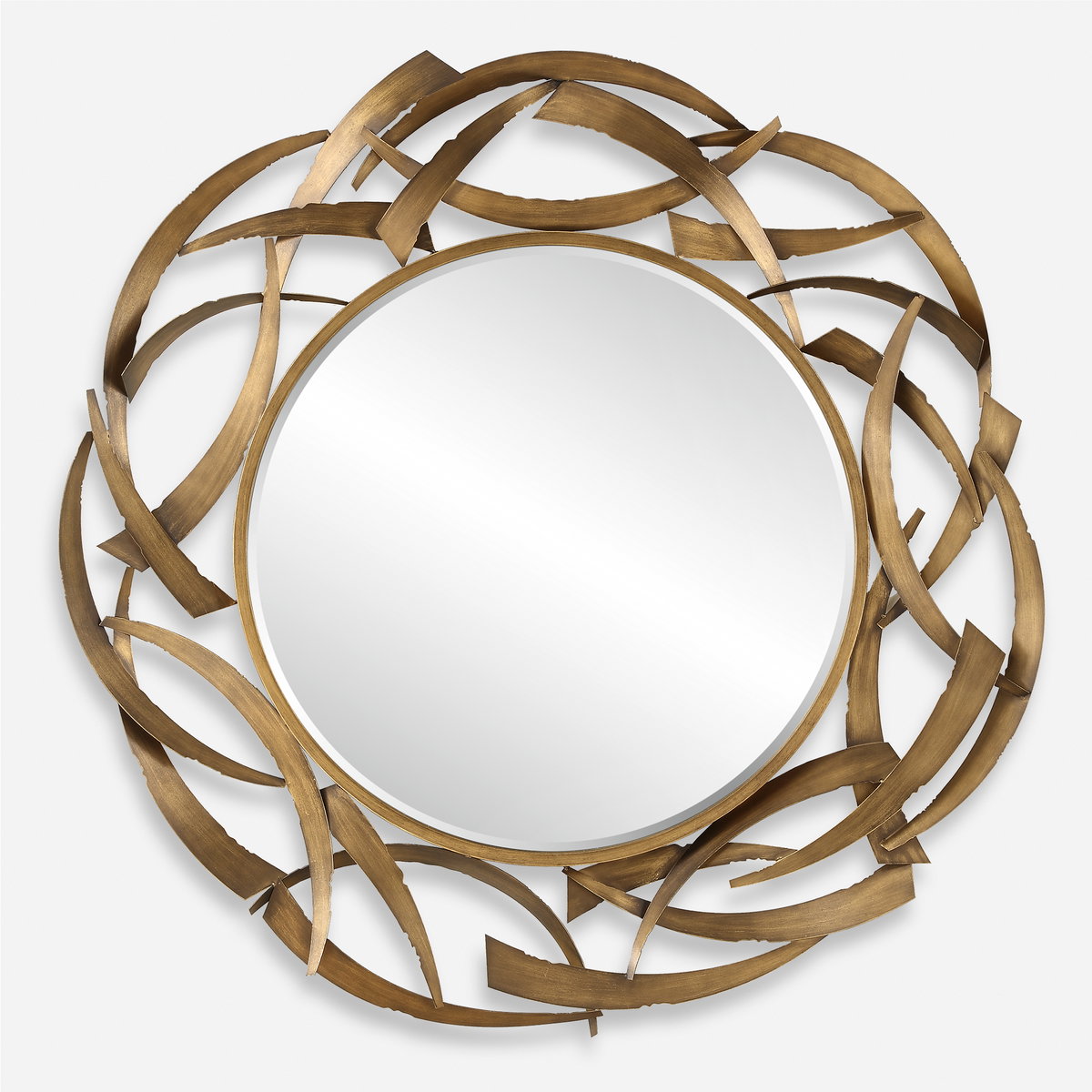 Cutting Edge Bronze Round Mirror, by Uttermost, 55" width x 55" height x 2.5" depth View 1