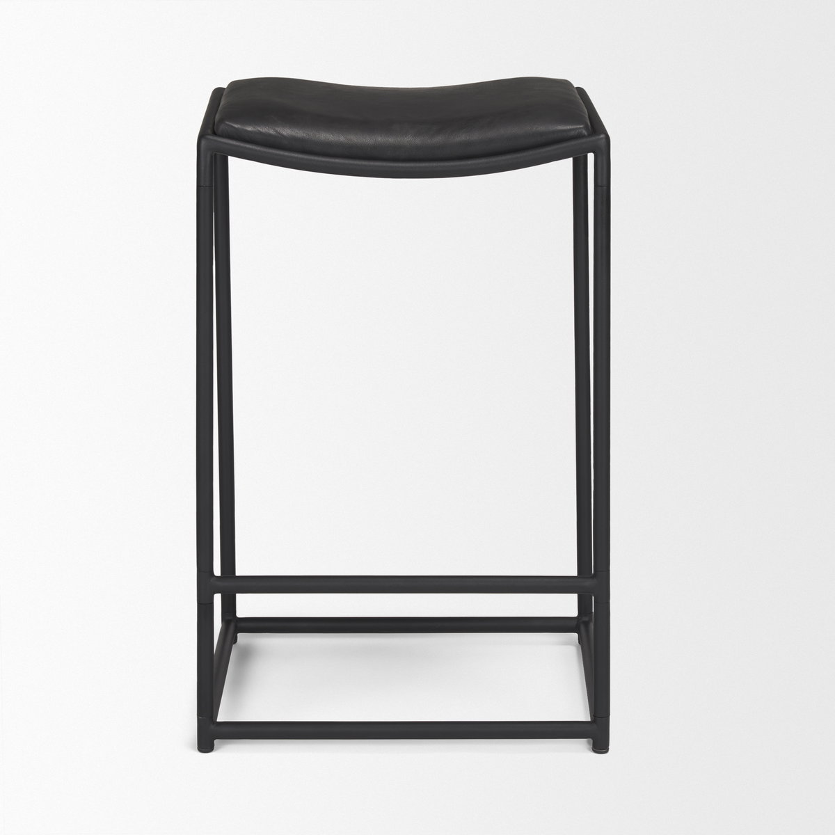 Taniel Backless 27.25in Seat Counter Stool | Black Leather with Metal, Counter & Bar Stool by Mercana, 18" length x 16" width x 27.75" height View 5