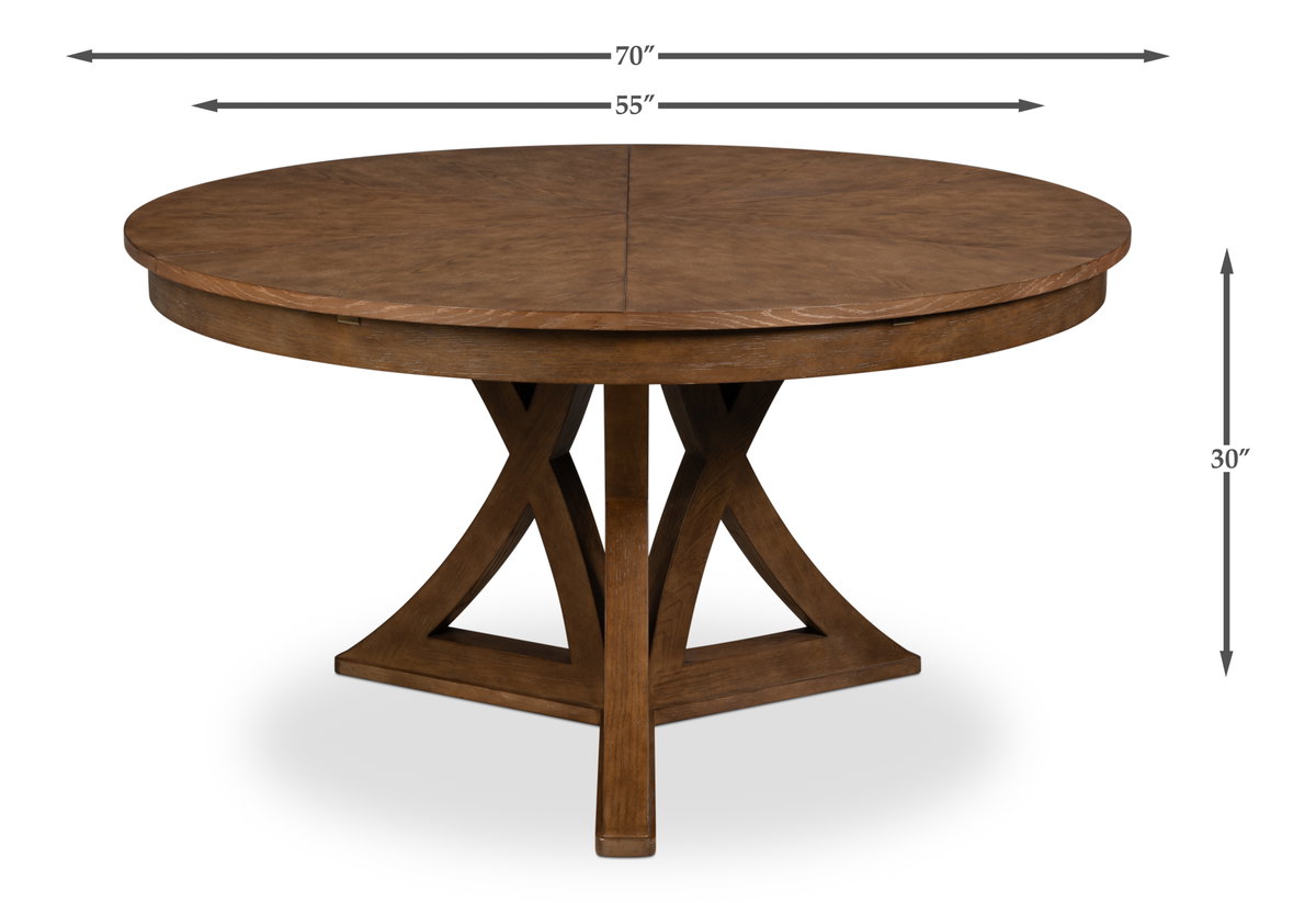 Casual Jupe Dining Table Light Mink Med, by Sarreid, 4'7" length x 4'7" width x 2'6" height View 13