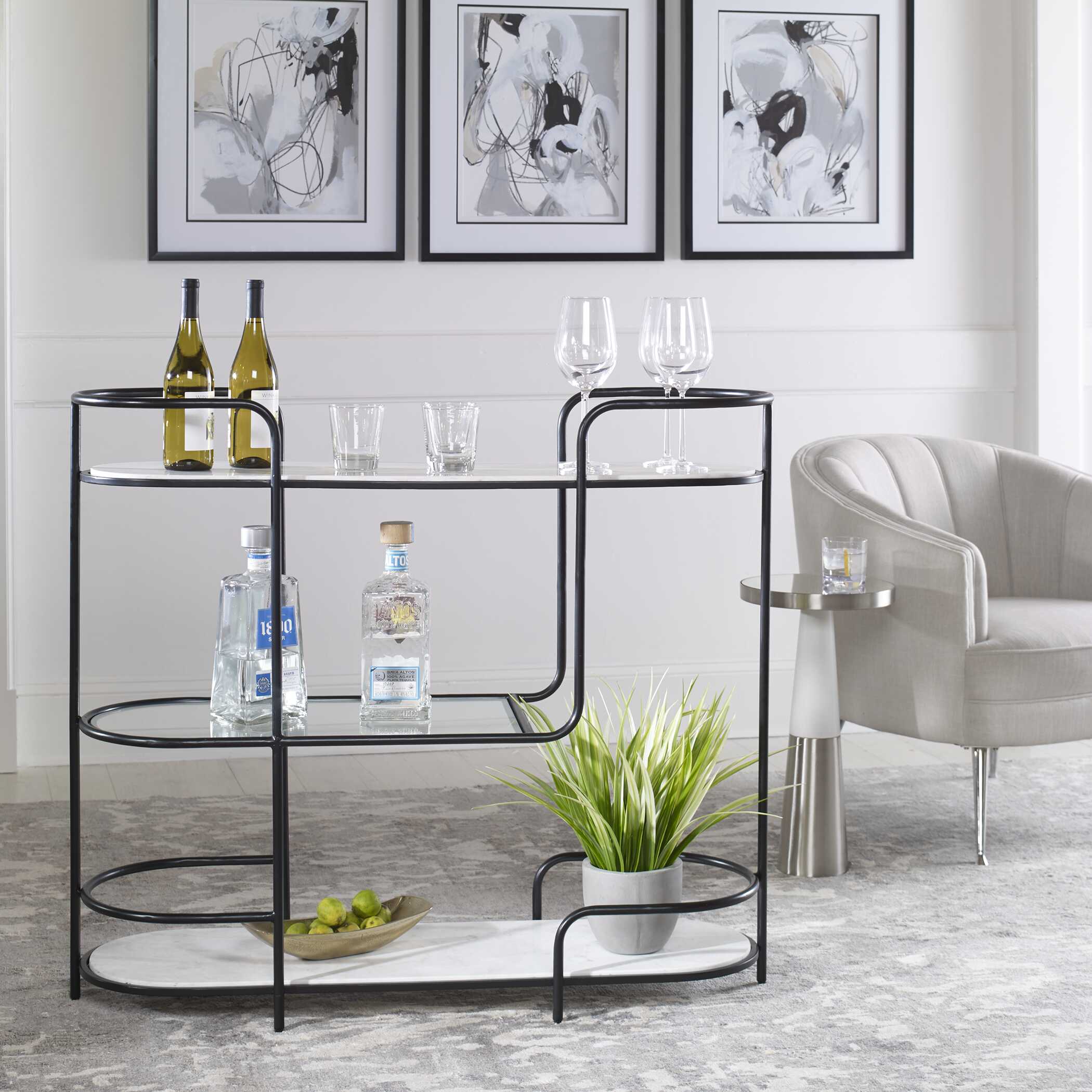 Trolley Bar Console, Furniture by Uttermost, 44" width x 38" height x 14" depth View 4