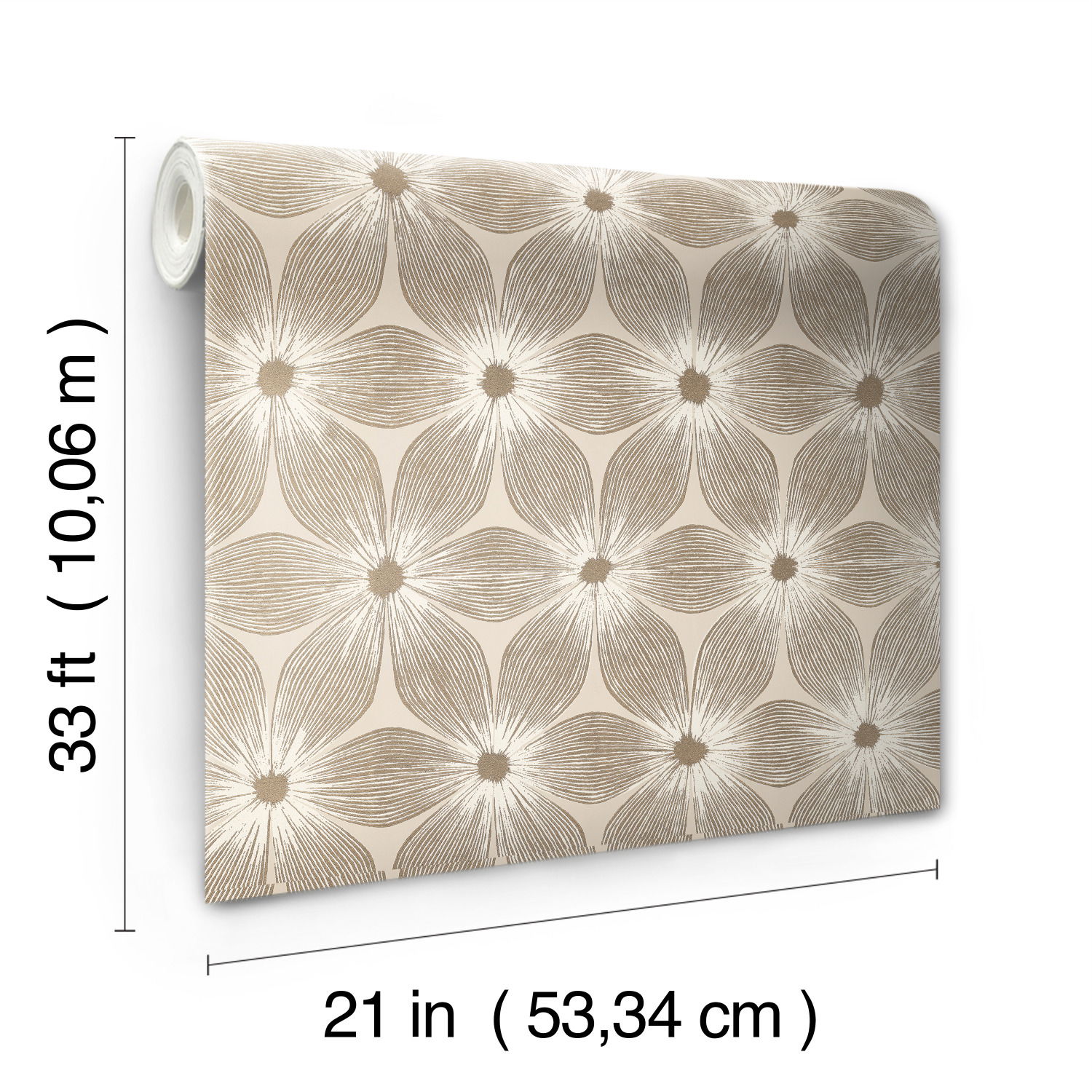 Everlasting Beige & Gold Wallpaper, by York Wall, 33' length x 1'9" width x 0.02" depth View 6