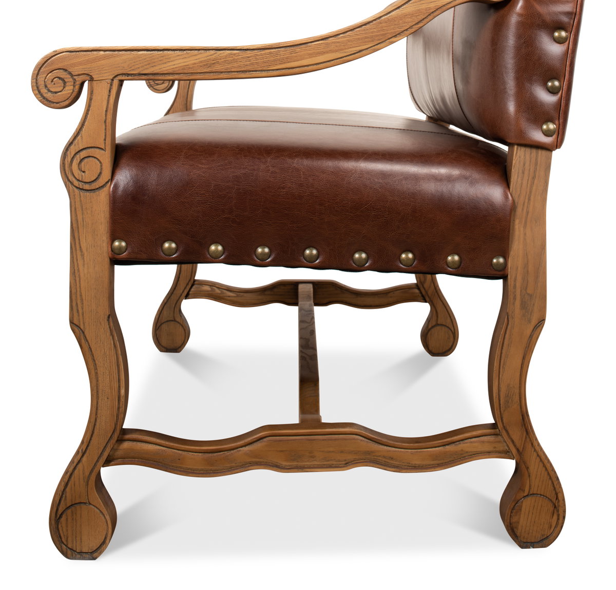 Italian Leather Settee, by Sarreid, 2'8" length x 3'9" width x 3'11" height View 12