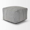 Kensie Large Blue Striped Pouf, Ottoman by Mercana, 14" length x 22" width x 22" height thumbnail 6