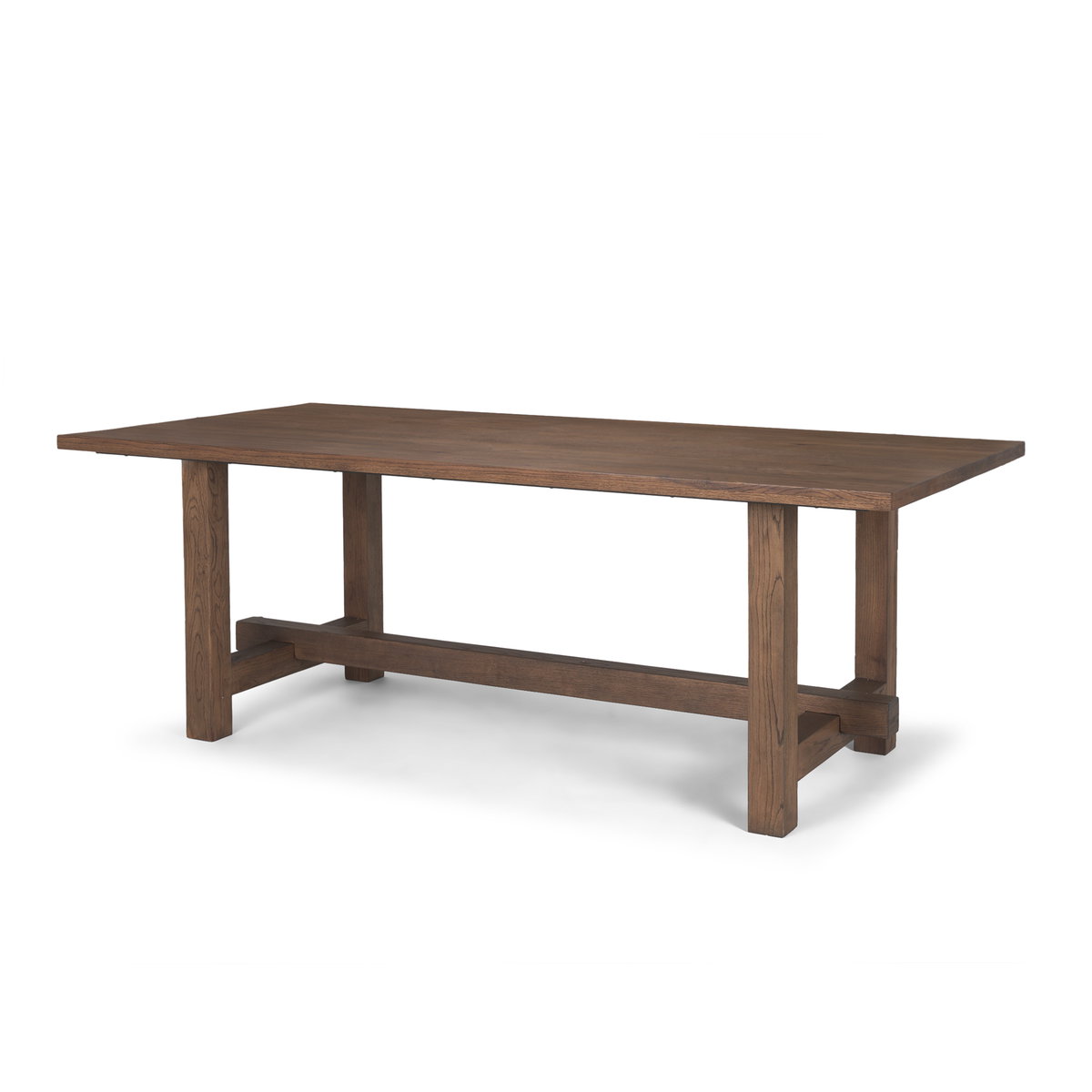 Suke 84'L x 42'W Rectangular Trestle Dining Table | Med Brown Wood | Seats 8, by Mercana, 84" length x 42" width x 30" height View 1