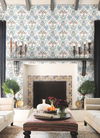 Seaside Jacobean Pink & Blue Wallpaper thumbnail 1