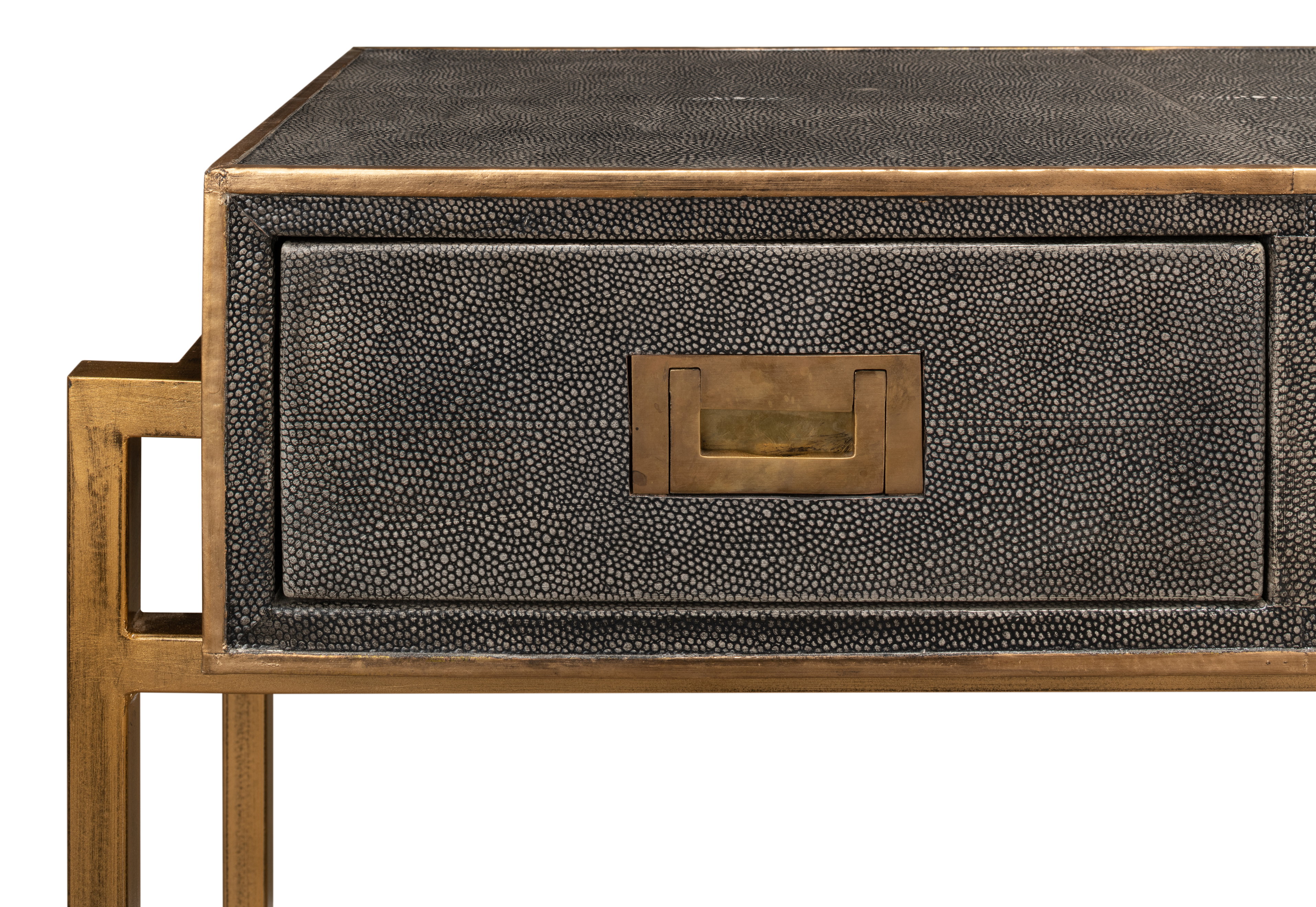 Shagreen Gold & Gray Console, Console Table by Sarreid, 49" length x 12" width x 34" height View 6