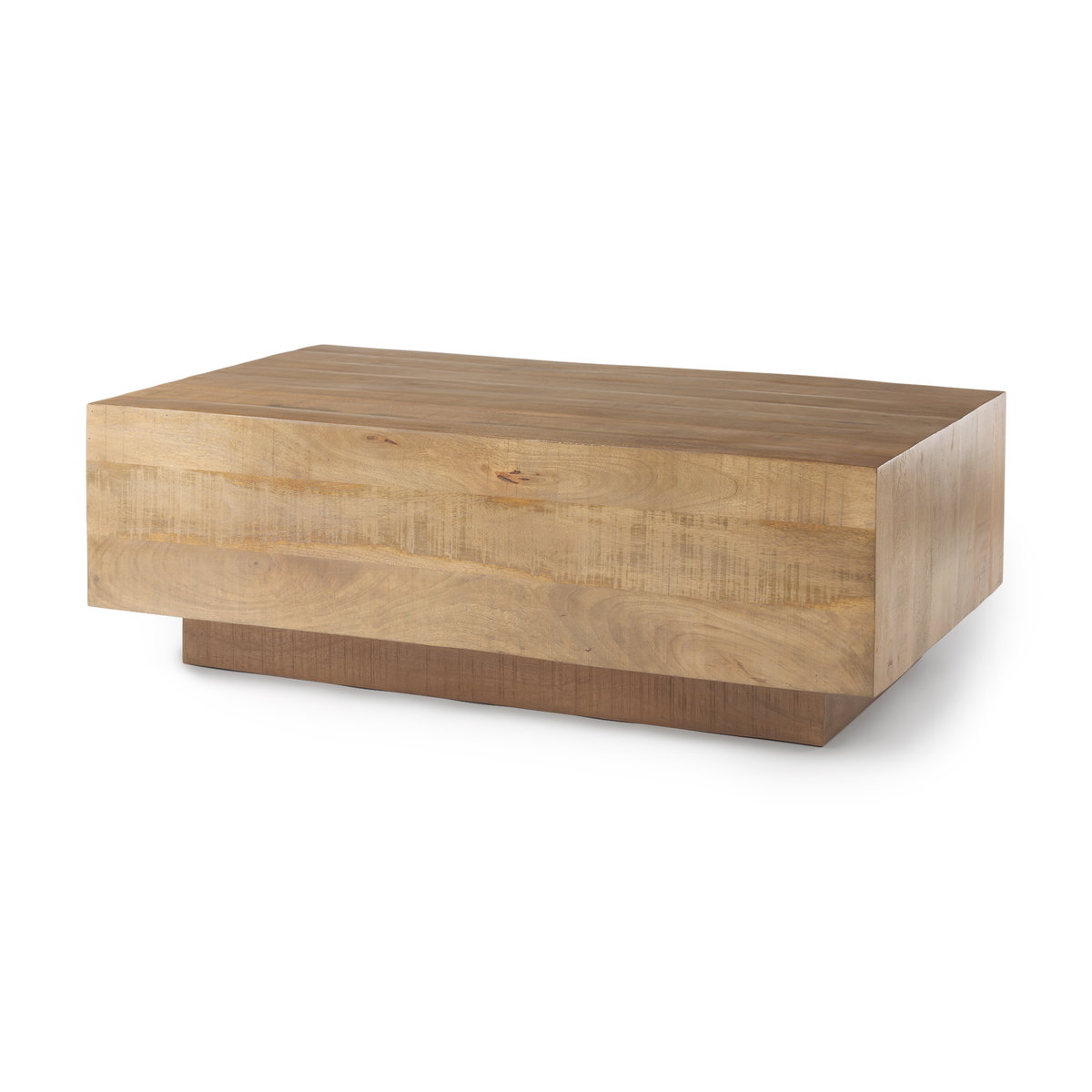 Hayden Light Brown Wood Rectangular Coffee Table, by Mercana, 48" length x 28" width x 16" height View 1