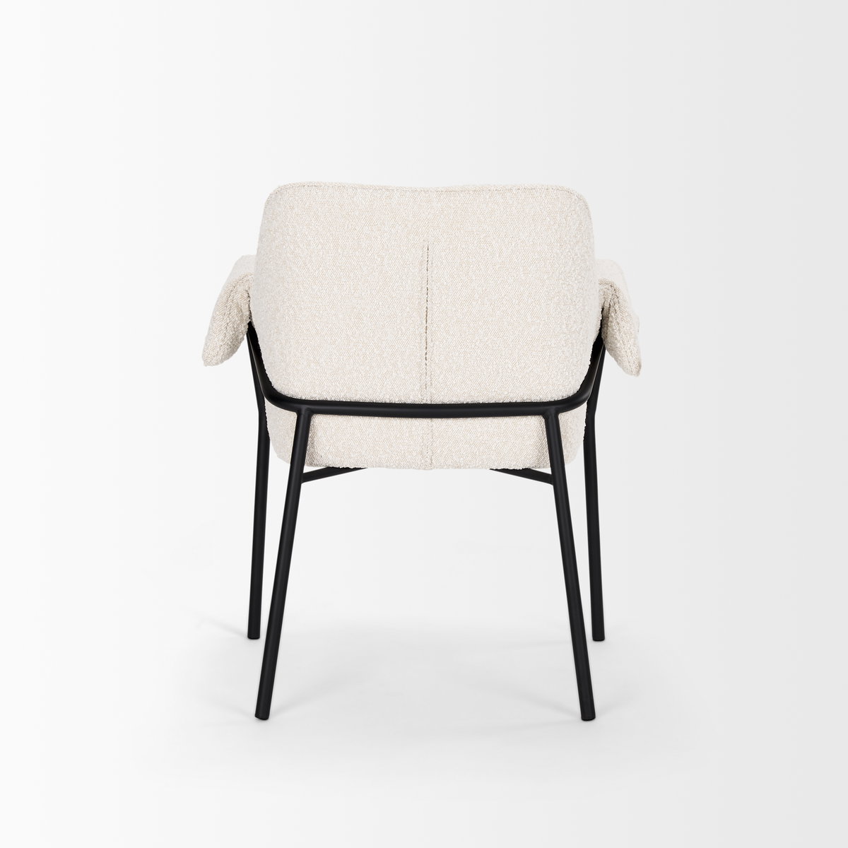 Brently Curved Back Dining Arm Chair | Cream Boucle with Metal, Dining Chair by Mercana, 24.5" length x 29.5" width x 32.5" height View 8