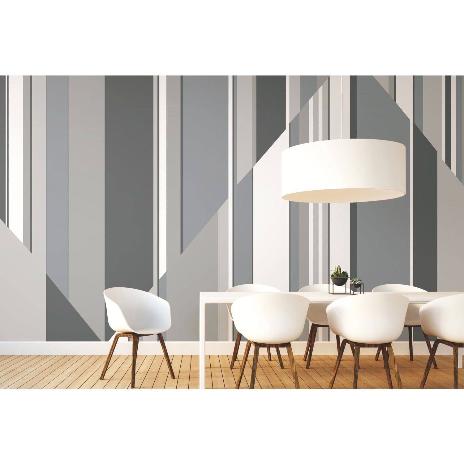 Pinwheel Stripe Grey Wall Mural large image 
