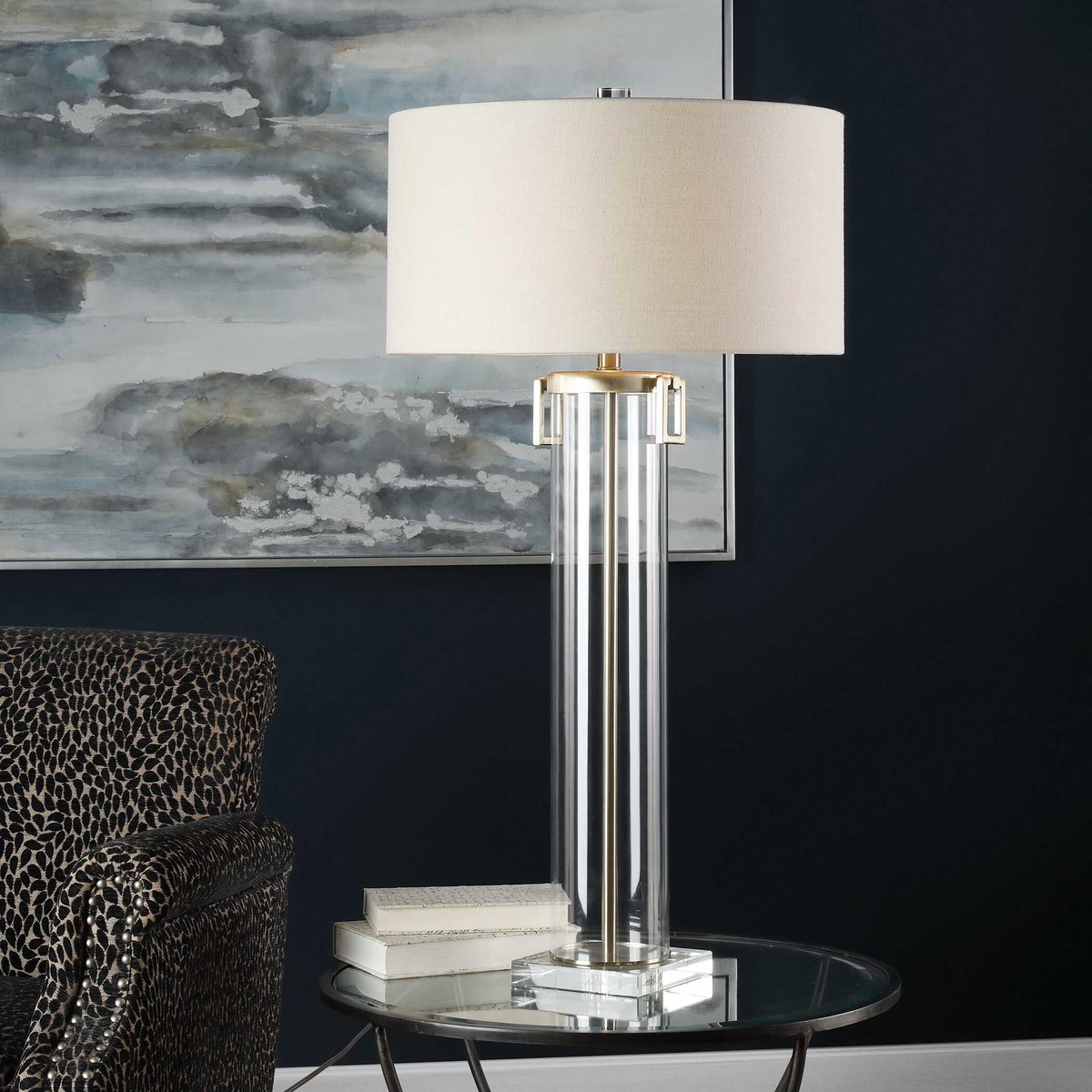 Monette Tall Cylinder Lamp, Table Lamp by Uttermost, 20" width x 39.75" height x 20" depth View 2