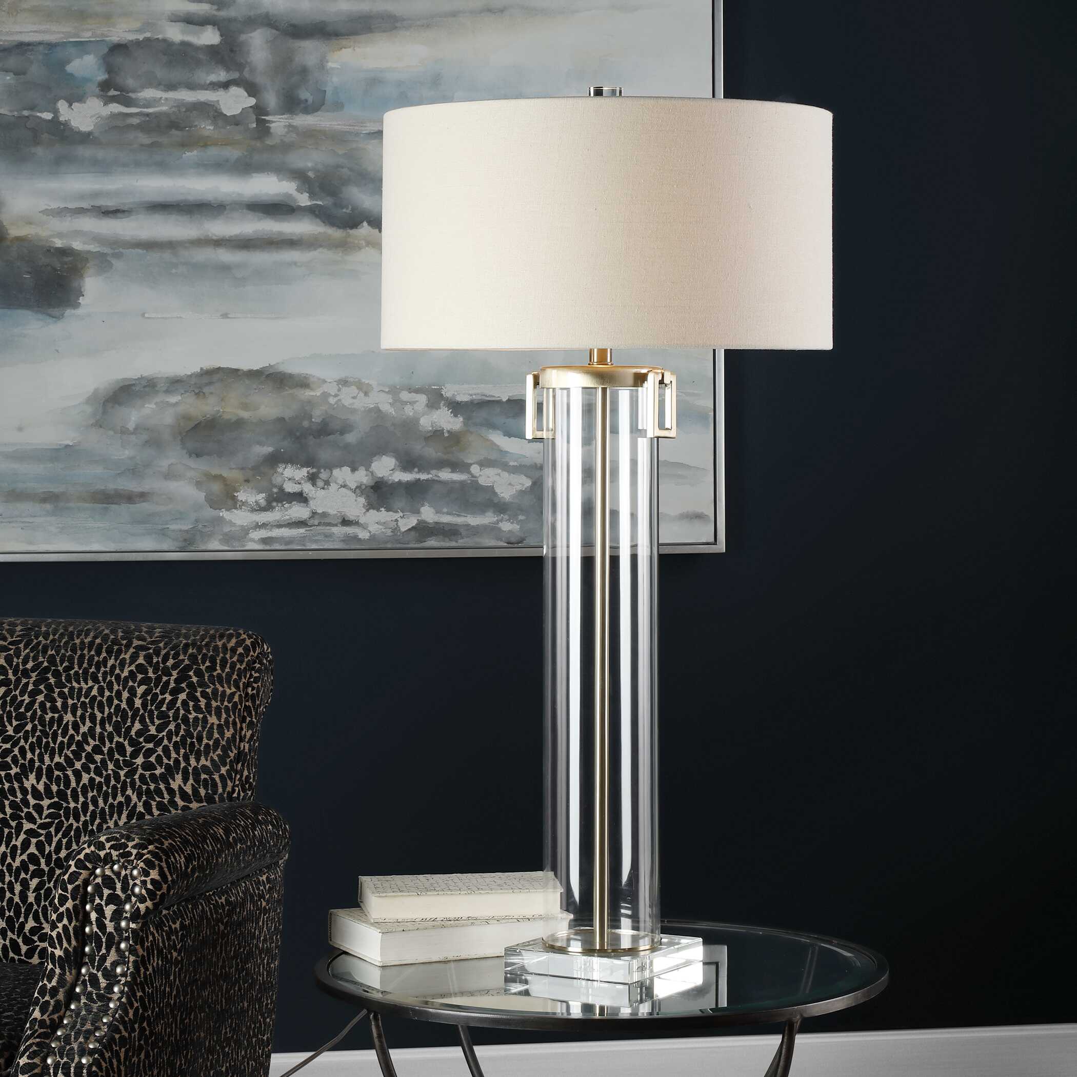 Monette Tall Cylinder Lamp, by Uttermost, 20" width x 39.75" height x 20" depth View 2